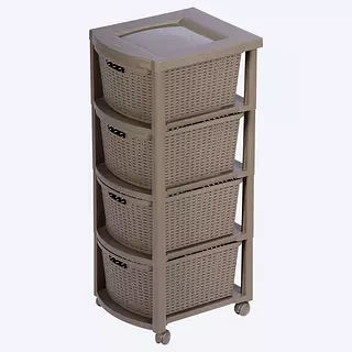 Cajonero Rimax Apariencia Rattan 4 Gavetas Altas Mocca