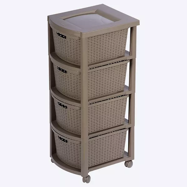Cajonero Rimax Apariencia Rattan 4 Gavetas Altas Mocca
