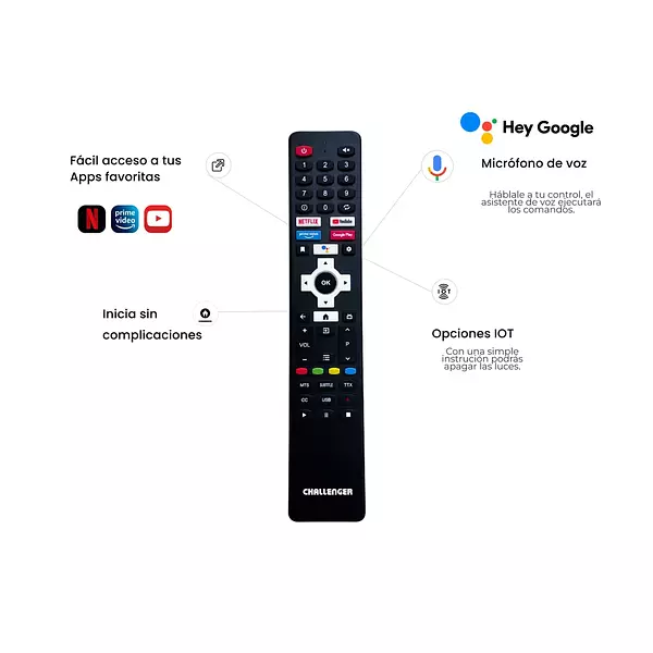 Televisor Challenger 58" Androidtv Uhd Smarttv Bt