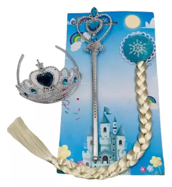 Accesorio Halloween Set Frozen Trenza Corona-Cetro