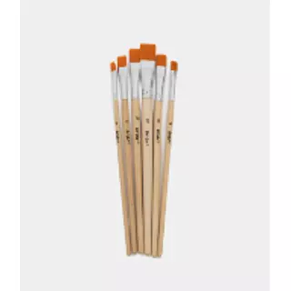 Set Pincel X6 Piezas Redondo Mango Natural Ref 0513b