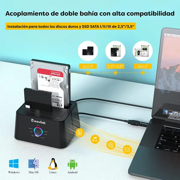 Estación De Acoplamiento Para Disco Duro Doble Usb 3.0