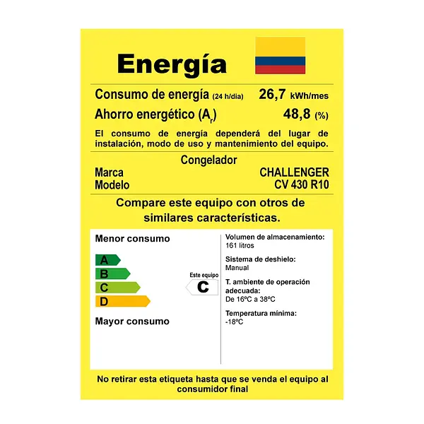 Congelador Vertical Challenger 168l Cv 430 Compacto
