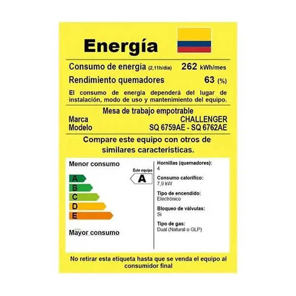Combo Estufa Vidrio Sq6759+Campana60c Neg Challenger Cx4200