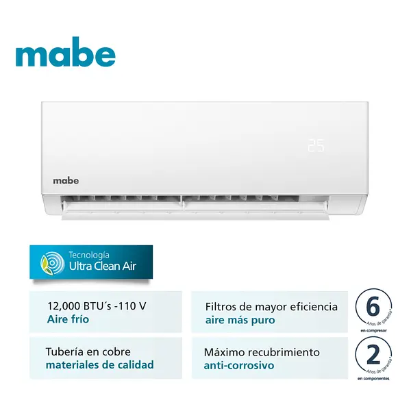 Aire Acondicionado Mini Split 9000btu 110 Blanco Mabe