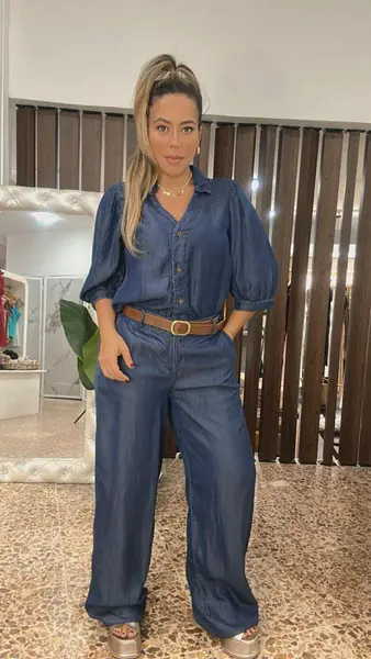 Set En Denim Manga Larga: Estilo Moderno, Versátil