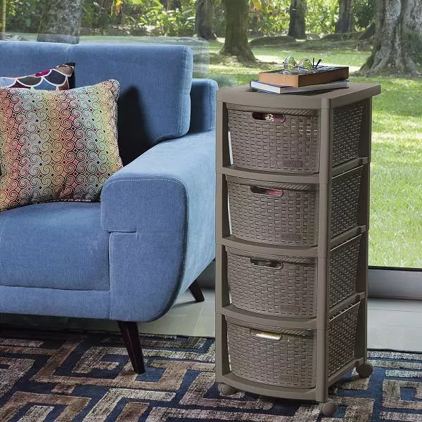 Cajonero Rimax Rattan 4 Gavetas