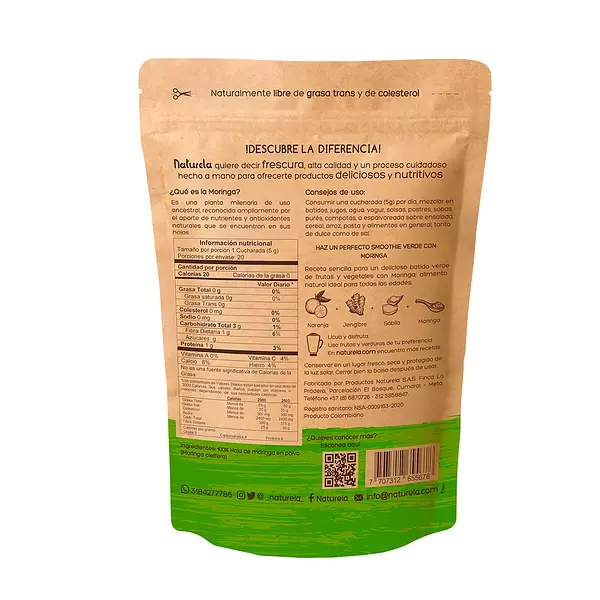 Moringa de Polvo Naturela 100 Gr